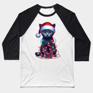 Christmas Russian Blue Cat Baseball T-Shirt